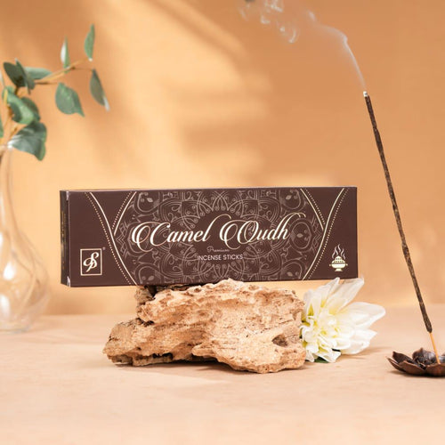 Camel Oudh incense sticks burning with rich oud aroma luxury home fragrance ARWAH