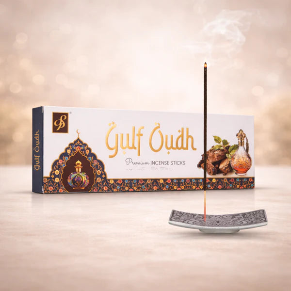 Gulf Oud incense sticks burning with rich oud aroma luxury home fragrance ARWAH